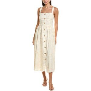 Hutch Cream Midi Dress with Button Detail